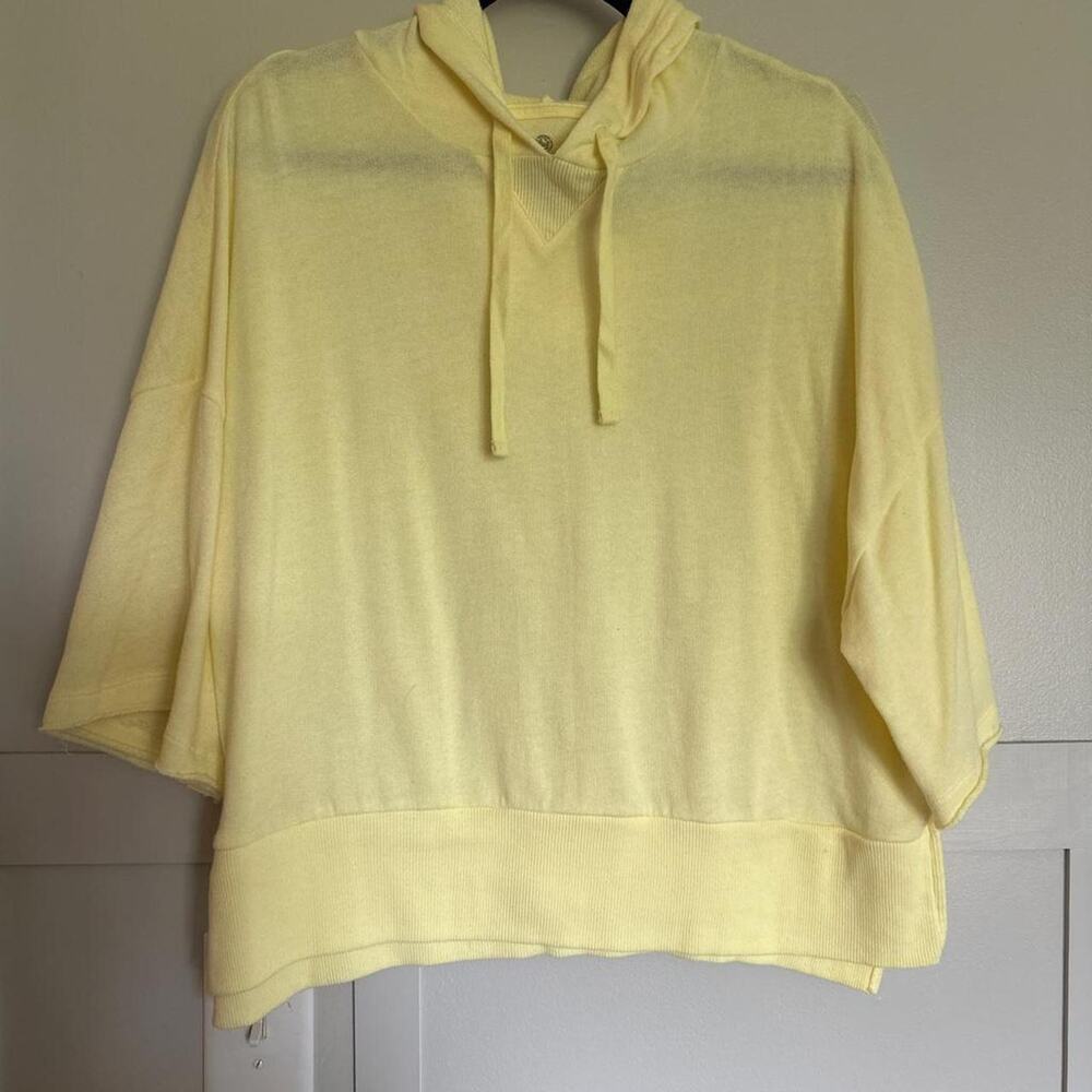 Cropped oversized women's thin hooded sweatshirt Yellow Size Large